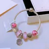 Pulsera de plata de ley 925 de moda clásica Incrustaciones totalmente hechas a mano Moda clásica Pandora Estilo Charm Jewelry DIY pulsera de San Valentín