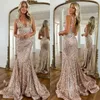 Champagne Gold Mermaid Prom Dresses V Neck Weigh Abito da sera senza schienale Abito da festa speciale OCN Formale Long Ocn