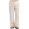 Men's Tracksuits Cotton Linen Pants Color Breathable Trousers Test Design Elastic Waist Fitness 2023