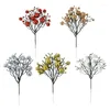 Fiori decorativi 1/2 pezzi Bacche glitterate di Natale Steli Fiore artificiale Oro Argento Ciliegia Bacca Ramoscello Albero di Natale Ornamento Corona fai da te