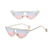 Lunettes de soleil colorées bling pour femmes, strass, nuances de cristal, rétro, demi-femmes, lunettes de chat pour cadeaux de fête