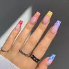 False Nails Colorful Line Ballet Long Artificial With Harmless And Smooth Edge For Fingernail DIY Decoration