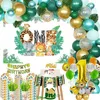 Jungle Animal sauvage un ballon guirlande arc toile de fond Safari vaisselle jetable ensemble pour bébé douche 1er fête d'anniversaire fournitures HKD230825 HKD230825