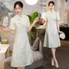Etnik Giyim Yaz Geliştirilmiş Cheongsam Kısa Kollu Genç Dantel Çin Qipao Elbise Modern Kadın
