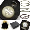 Montres de poche Vintage élégant montre à Quartz avec chaîne Fob collier pochette sac boîte-cadeau année cadeau de noël horloge