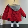 Donsjas Nieuwe Winter Katoenen Kleding Jassen Jongens Warme Capuchon Rits Bovenkleding Kinderen Parka Snowsuit Jassen 714 Jaar x0825