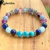 MG1003 Echte Blauwe Apatiet Chakra Armband Regenboog Fluoriet Mala Armband Natuurlijke Aqua Marine Lapis Lazuli Energie Armband300v