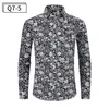 Camisas casuales para hombres Hombres Manga larga Ajuste regular Impreso Hawaiano Floral Lujo para hombre Turn Down Black Print Tops