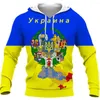 Erkek Hoodies Ukrayna Bayrak 3D Baskı Hoodie Erkekler Bahar Sonbahar Kazak Unisex Pullover Fashion Ceket Satan Çocuklar Günlük