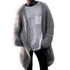 Chandails pour hommes automne et hiver mi-long tricot épais aiguille cardigan pull manteau