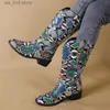 All-Match Shoes Snake Winter Thick Heel Women's 2024 Print PU Oversized Knee-Length Warm Knight Boots T230824 736