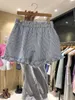 Frauen Shorts 2023 Korea Chic Sommer Frauen Elastische Taille Hosen Kontrast Streifen Zeigen Dünne Rüschen Lose Beiläufige Kleidung