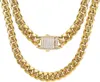 putouzip Miami Cubaanse Link Chain Set Voor Mannen 18K Vergulde Rvs 10mm Curb Armband Ketting diamanten Kettingen