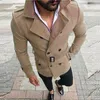 Herrjackor Autumn Winter Woolen Man Coat med bälte vindbrytare dubbelbröst överrock mode trend manlig toppjacka casual slitage 1 bit