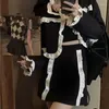 Two Piece Dress Black Women Blazer Skirts Suit Korean Style Sweet Sexy Vintage Long Sleeve Tops Mini Ruffle Edge 2pcs Y2K Outfits