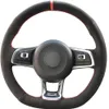 Black Genuine Leather Suede Steering Wheel Covers for 2015-2019 VW Jetta GLI Golf R Golf 7 MK7 Golf GTI Accessories229q