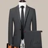 Erkekler Suits Yüksek kaliteli (takım elbise pantolon) moda eşleşen yakışıklı düğün iş gündelik Kore versiyonu slim-fit takım elbise 2 set