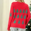 Women's Sweaters Autumn Winter Women Knitwear Sweater Loose Fit Christmas Tree Pattern Long Sleeve Crew Neck Festival Style Vacation Top