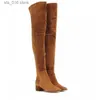 Mid-heel Autumn Toe Women Faux Round Over-Knee Winter Side Zipper Plush Botas Mujer Classics Suede Lår High Boots T230824 759