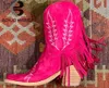 Voor geborduurde westerse dames cowboy koe girls fringe kwast ontwerp enkel knie high boots vintage gloednieuwe schoenen comfortabel t230824 e833f