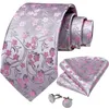 Cravatte 100 seta floreale rosa per uomo festa di nozze cravatta uomo fazzoletto spilla gemelli set accessori Gravata DiBanGu 230824