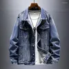 Jaquetas masculinas vintage jaqueta jeans para outono e inverno 2023 oversized solto lavado velho outerwear