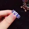 Bagues de cluster Dazzling Silver Gemstone Band Bague pour femme 3mm 4mm Tanzanite naturelle 925 Bijoux Cadeau Womann