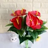 Dekorativa blommor Anthurium Flower Artificial Plant EL Home Office Garden Diy Pography Living Room Restaurang Bröllopsdekorationer