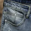 Jeans da uomo strappati da uomo Skinny azzurro High Street Style Elasticità maschile Slim Fit Pantaloni casual sfilacciati Pantaloni Biker 230824