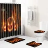 Maty do kąpieli 4PCS Halloweenowa kurtyna prysznic chłonny w łazience mata zmywalna toaleta przeciwpoślizgowa