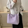 Sacs de soirée doux plissé femmes sac à bandoulière bulles tissu doux Hobo PU cuir lettre imprimé sac à main couleur nuage sous les bras