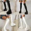 Boots Sexy Over The Knee High Boots Women Thick Wedges Zipper Platform Shoes Luxury Elegant Pink Black Stylish Winter Motorcycle Boots T230824