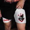 Herenshorts Anime Berserk 2 in 1 Gymshorts voor heren Actieve atletische compressieshorts 5 inch Sneldrogend Rekbaar Training Fitness Workout 230824