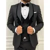 Herrenanzüge Blazer Männer schwarze reguläre Mode elegante Schal -Lappel -Jacke Hose Weste Slim Fit Casual Prom Kostüm Hommes Custom 230824