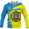 Erkek Hoodies Ukrayna Bayrak 3D Baskı Hoodie Erkekler Bahar Sonbahar Kazak Unisex Pullover Fashion Ceket Satan Çocuklar Günlük