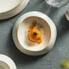 プレートクリエイティブセラミックプレートモダンディープマウスデスクトップフルーツサラダ不規則な装飾アフタヌーンティースナック料理キッチンカトラリー