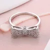 Mode Simple femmes noeud papillon forme CZ or blanc rempli amant fiançailles mariage promesse bague Sz6-10182P