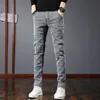 Men's Jeans Denim Summer Thin Fit Small Feet High Elastic Fashion Brand Cool Long Pants 230825