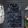 Gilets pour hommes hommes hiver veste sans manches épais camouflage gilet décontracté gilet à capuche mâle vêtements d'extérieur chauds grande taille 7XL