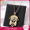 Chaînes Zircon Pendentif Collier Pour Femmes Vintage Turc Eye Main Ras Du Cou Rétro Élégant Strass