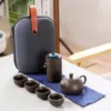 Mugs Purple Sand Tea Cups Ceramic Portable Teapot Set Outdoor Travel Gaiwan Of Ceremony Teacup Fine Gift