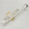B-flat professional trumpet brass silver-plated gold-plated buttons streamlined weighted three-tone trumpet instrument horn