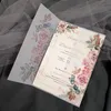 Cartes de voeux 10x Boho Floral Vellum Invitations de mariage avec enveloppe transparente pour Quinceanera Sweet 16 fête d'anniversaire 230824