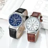 Wristwatches Fashion Casual Blue Light Glass Watch For Men With Three Eyelids And Timing Quartz Reloj Hombre