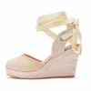 Sandals Crystal Queen Womens Summer High Heels Platform Wedge Sandals Ankle Buckle Strap Closed Toe Rubber Lace-up Pumps 230824