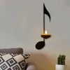 Metal música nota decorativa castiçal atmosfera adereços suporte de vela parede preto durável pendurado para decoração de mobiliário doméstico hkd230825