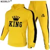 Мужские спортивные костюмы King Suit Men Set Set The Winter Hoodies Hoodies 2 штука.