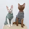 Katze Kostüme Süße Kleidung Herbst Sphinx Gestreiftes Hemd mit Boden Kätzchen Weste Für Sphynx Atmungsaktive Haustier Kleidung Doven Rex Kostüm