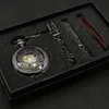 Relojes de bolsillo Reloj de bolsillo mecánico antiguo Reloj colgante de cuerda manual con cadena de collar Cadenas de cuero Conjuntos presentes para hombres 230825