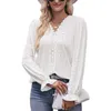 Women's T Shirts Women Fashion T-Shirt Sutumn Winter Long Sleeve Lace Female Casual Solid Color V-Neck Ladies Tops